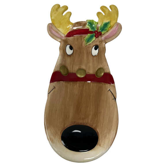 Fitz and Floyd Snack Therapy Reindeer Plate Tray Christmas Holiday - Picture 1 of 4